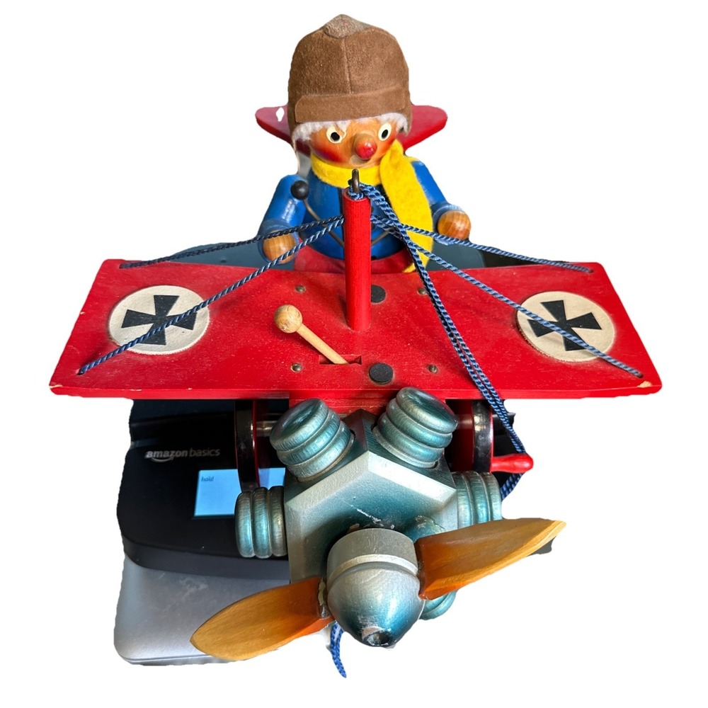 Vtg Steinbach Wood Figure Red Baron Fokker Dr 1 Reuge As-Is Parts Or Repair